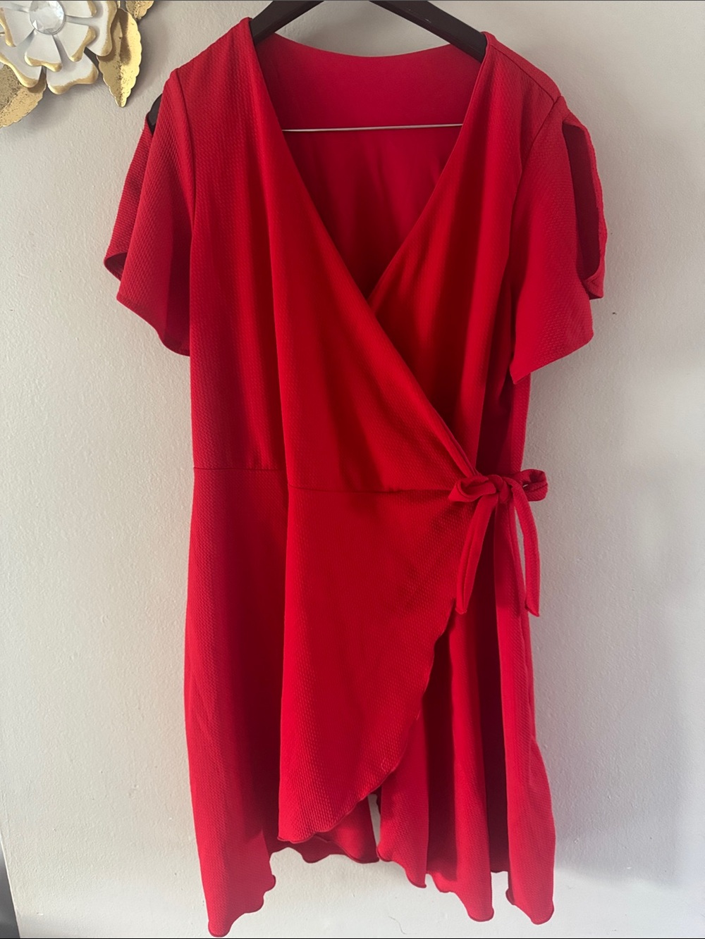 Red Wrap Dress with Tie Waist